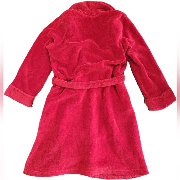 GUC Ralph Lauren Unisex Red Plush Pocket Monogram Lounge Robe - Medium - Picture 2 of 5